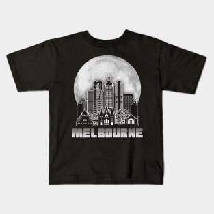 Melbourne Australia Skyline Full Moon Kids T-Shirt